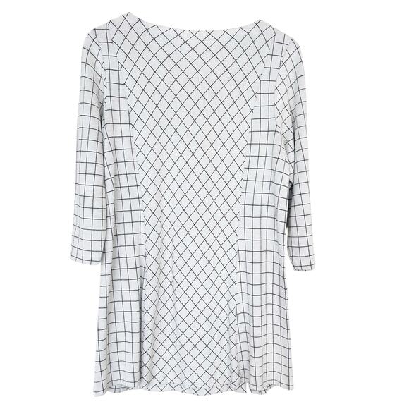 J. Jill Ponte White Grid Print 3/4 Sleeve Tunic Sz MP - Picture 4 of 5